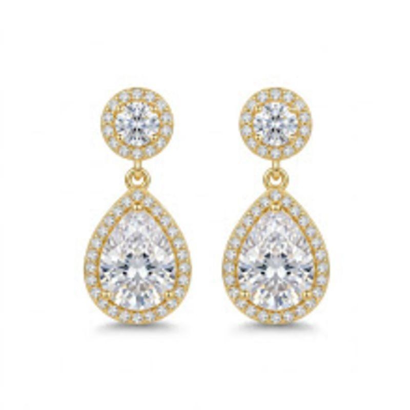 BRINCO OURO GOTA ZIRCONIA