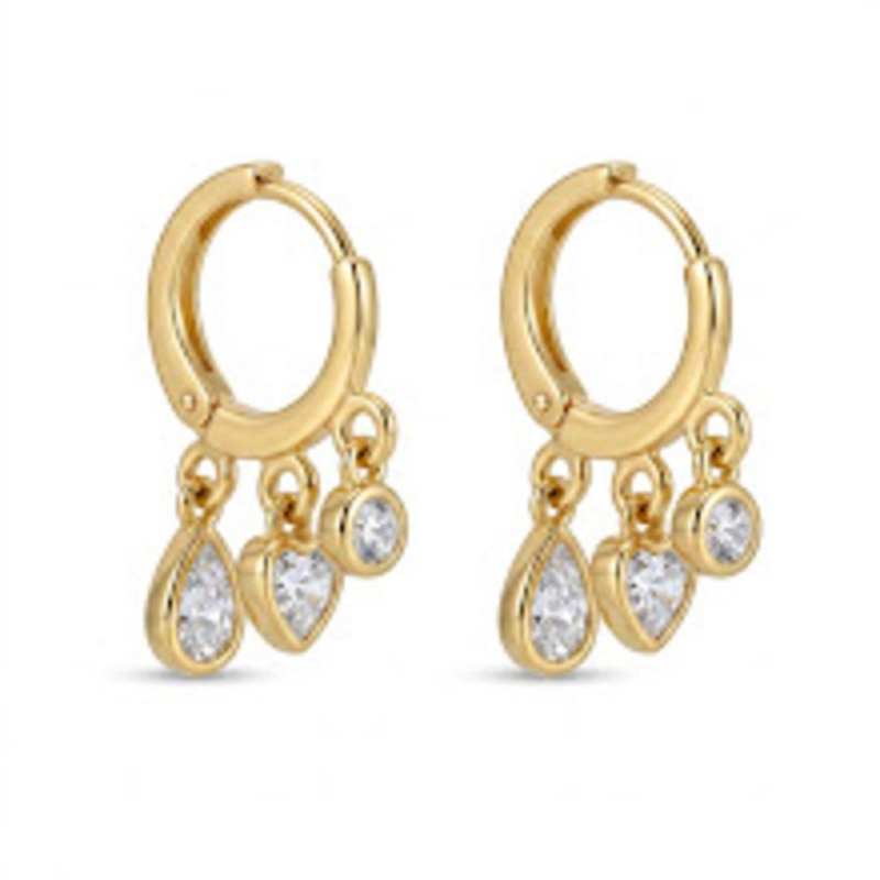 BRINCO ARGOLA OURO PINGENTES