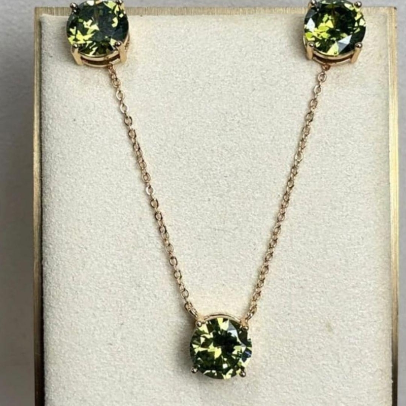 CONJUNTO OURO PERIDOTO 10MM