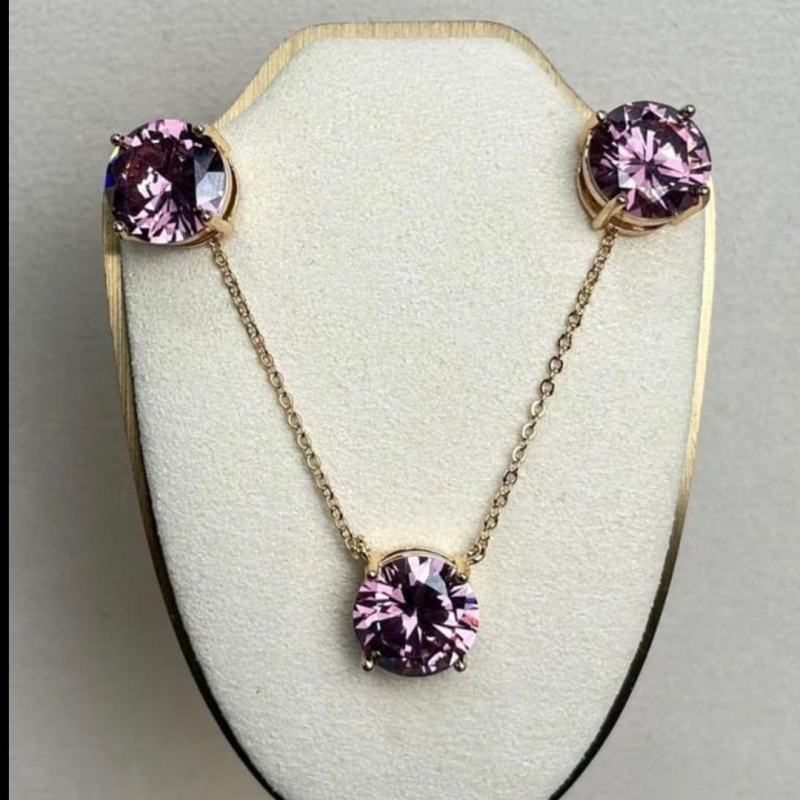 CONJUNTO OURO RHODOLITE 10 MM