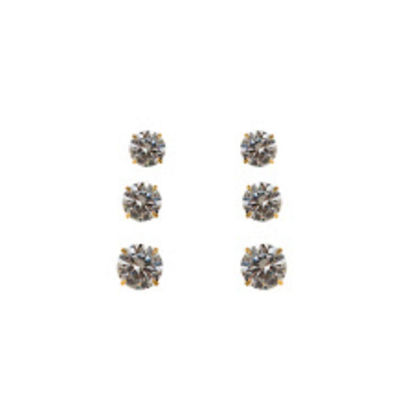 TRIO OURO ZIRCONIAS CRISTAL