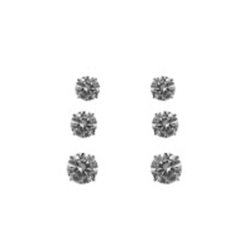 TRIO RODIO ZIRCONIAS CRISTAL