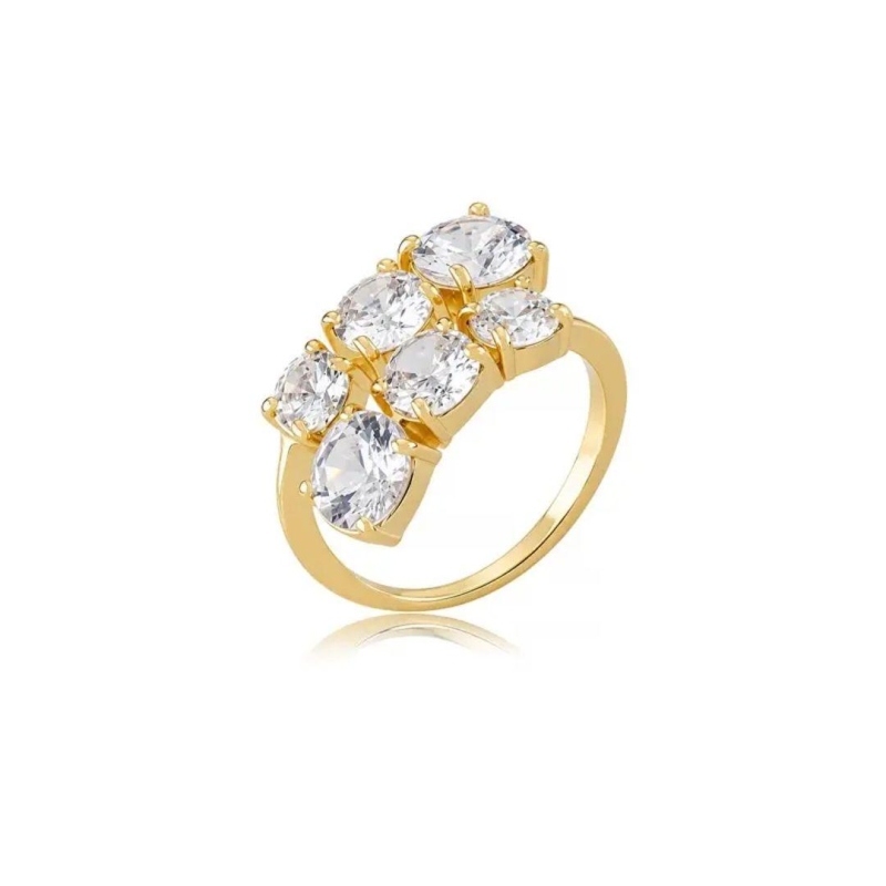 ANEL OURO 4 ZIRCONIAS REGULAVEL