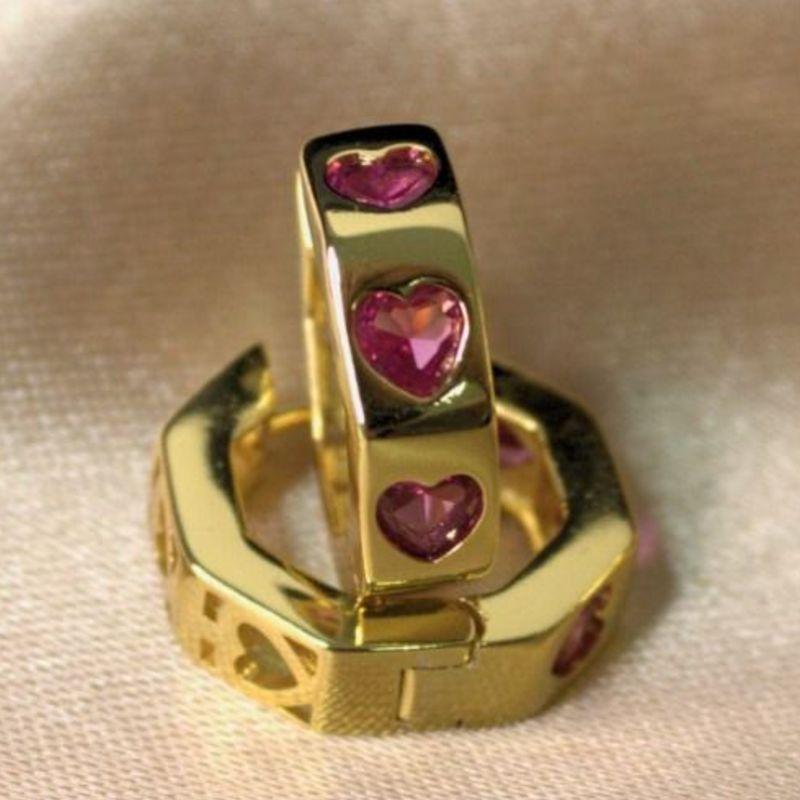 ARGOLA PINK CRAVEJADA CORAÇAO