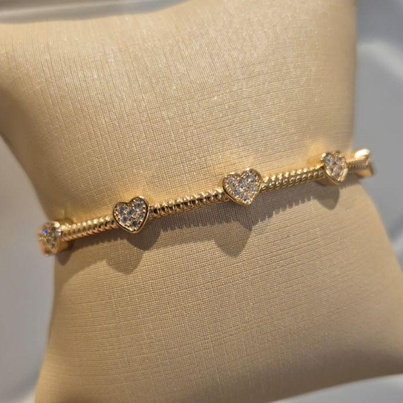 BRACELETE OURO CORAÇOES