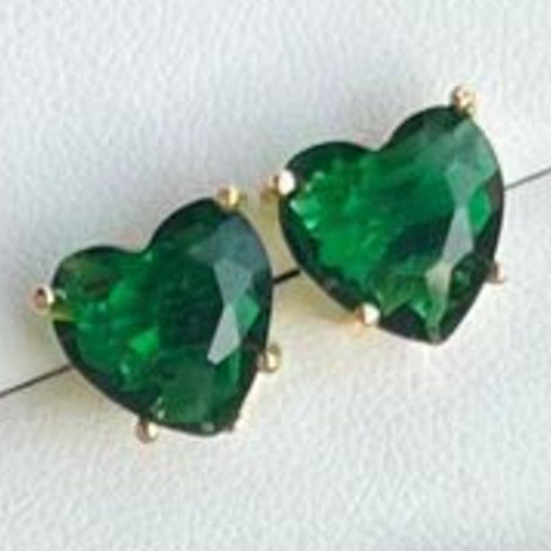 BRINCO CORACAO ESMERALDA OURO