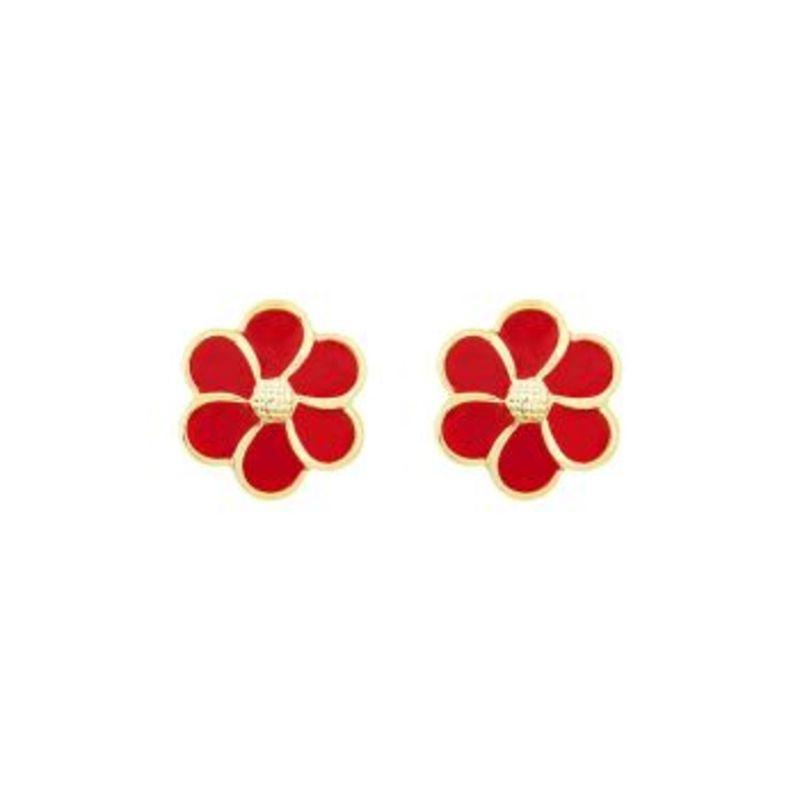 BRINCO INFANTIL FLORZINHA VERMELHA OURO