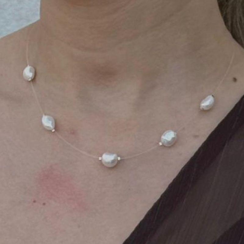 COLAR NYLON PEROLAS OURO
