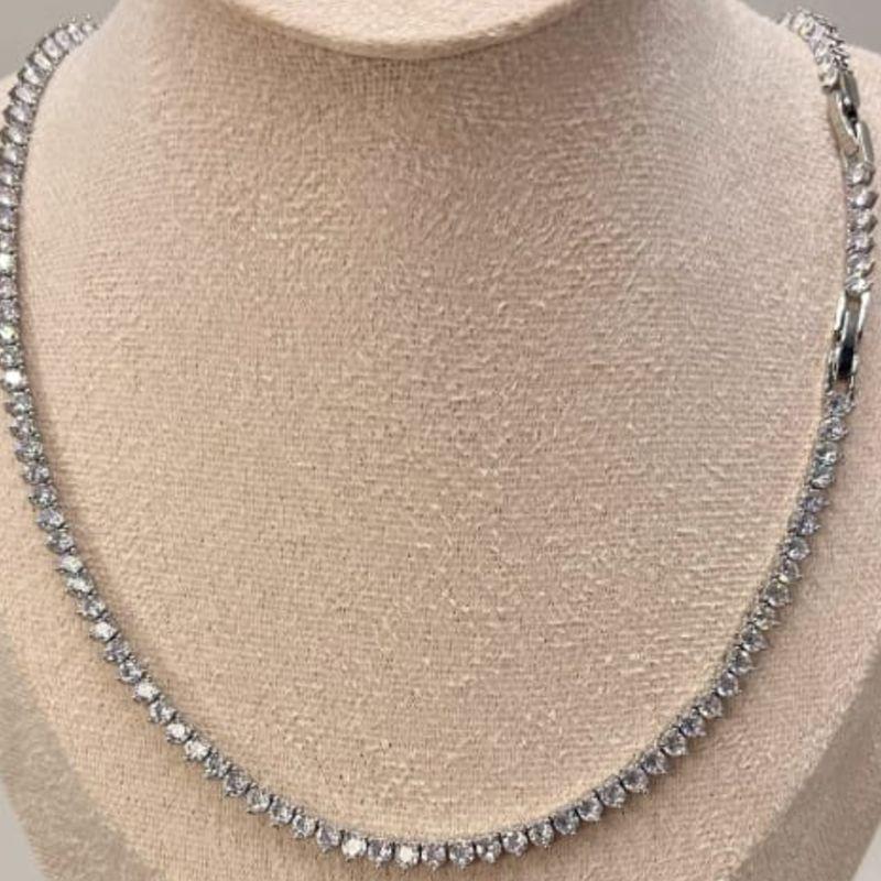 COLAR RIVIERA CRISTAL 3MM 42 CM + 3CM RODIO