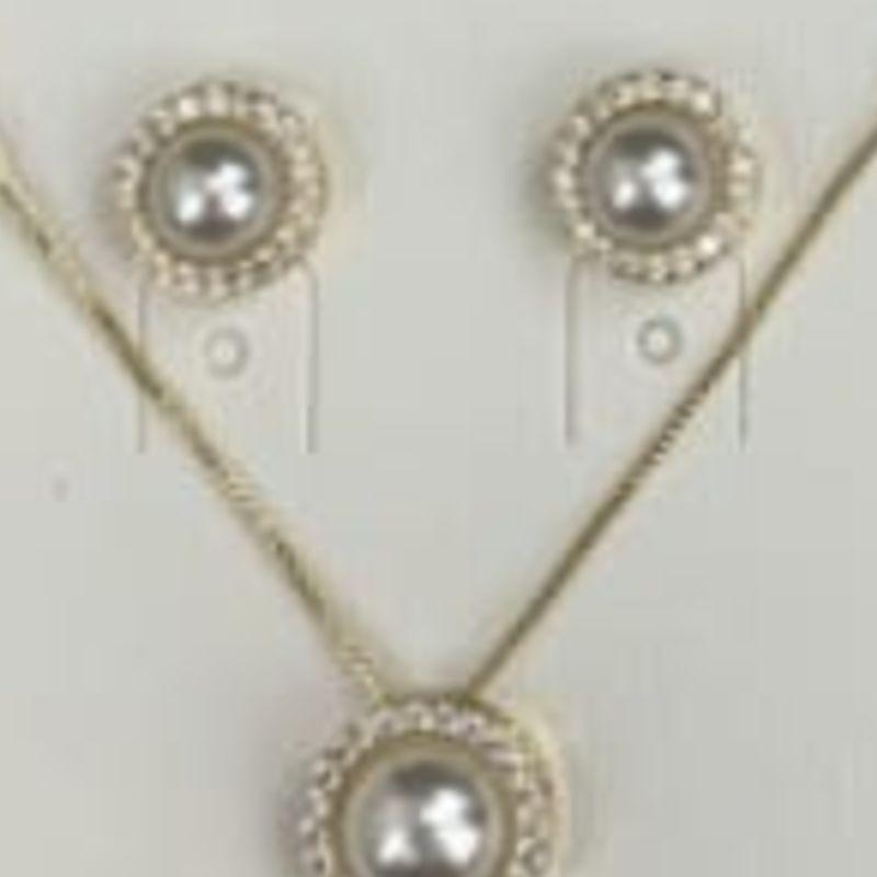 CONJUNTO PEROLA E ZIRCONIAS OURO