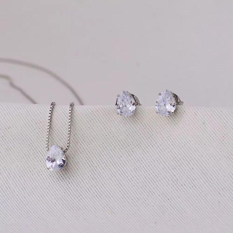 Conjunto Ponto de Luz Gota Cristal 8mm / 40+5cm