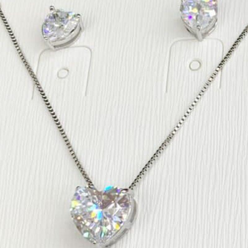CONJUNTO RODIO CORAÇAO ZIRCONIAS