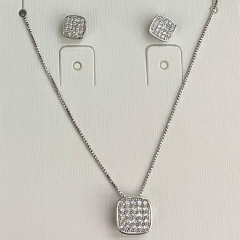 CONJUNTO RODIO QUADRADO ZIRCONIAS