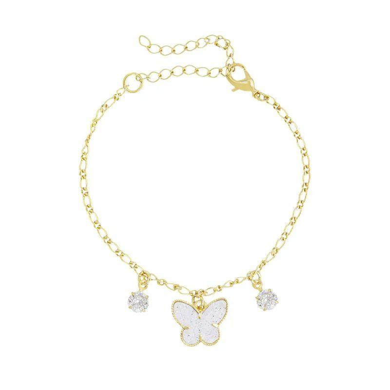 PULSEIRA INFANTIL BORBOLETA E ZIRCÔNIA BANHADO EM OURO