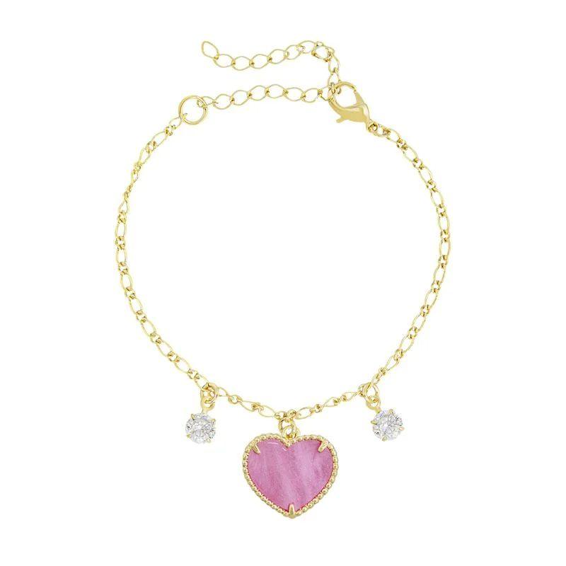 PULSEIRA INFANTIL CORAÇÃO E ZIRCÔNIA BANHADO EM OURO