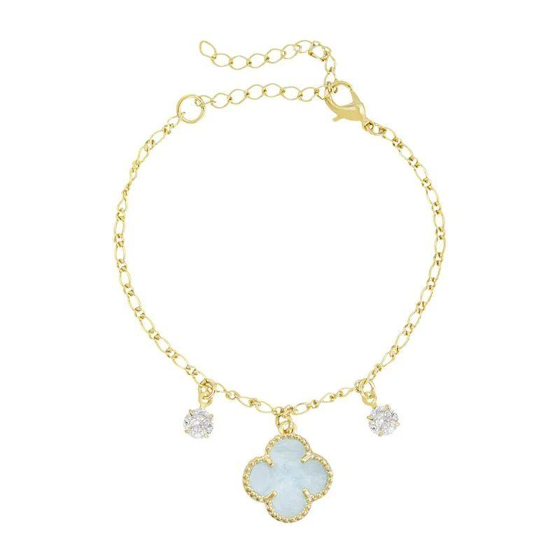 PULSEIRA INFANTIL TREVO E ZIRCÔNIA BANHADO EM OURO