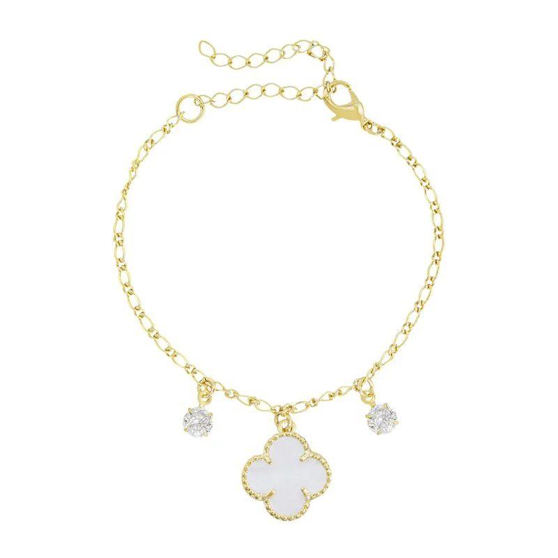 PULSEIRA INFANTIL TREVO E ZIRCÔNIA BANHADO EM OURO