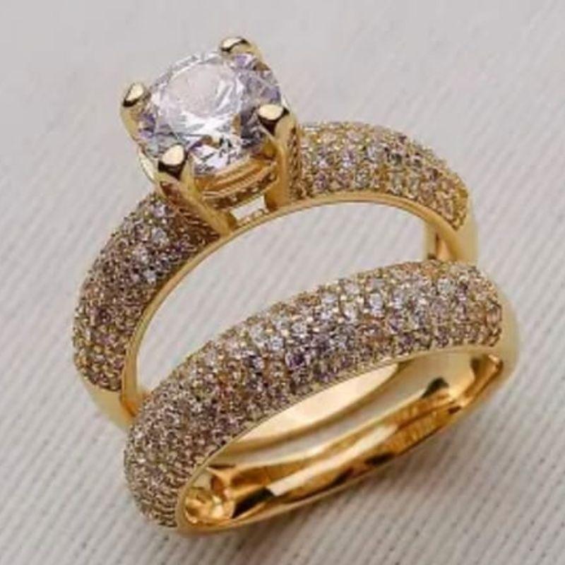 ANEL OURO DUPLO CRAVEJADO 22