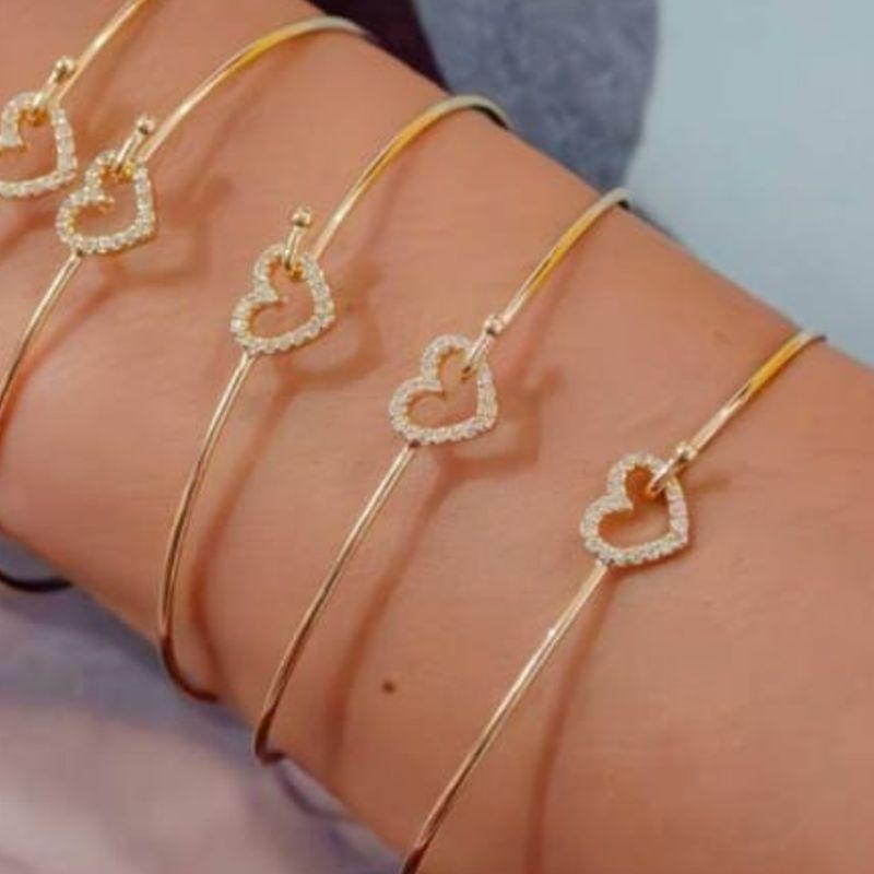 BRACELETE CORAÇÃO CRAVEJADO