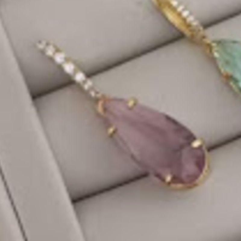 BRINCO ARGOLA ZIRCONIA E GOTA PEDRAS OURO