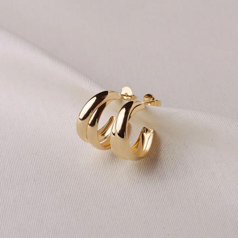 Brinco Dourado Argola Dupla Entrelaçados
