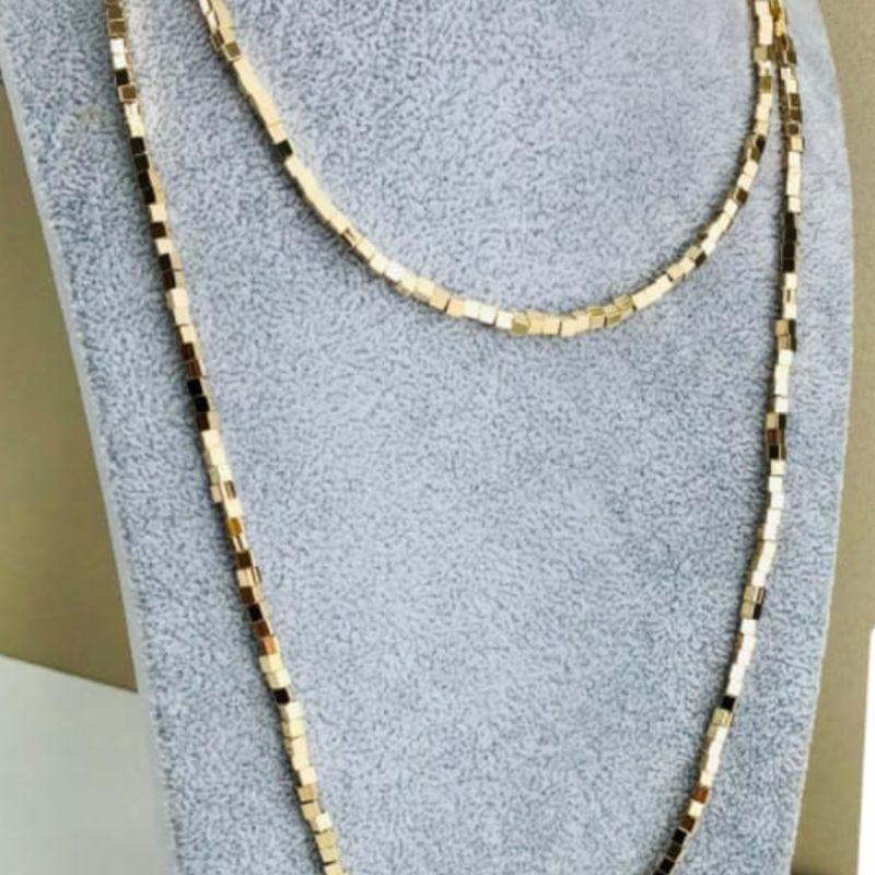 CONJUNTO 3 PEÇAS CHOCKER COLAR LONGO E PULSEIRA QUADRADINHOS G