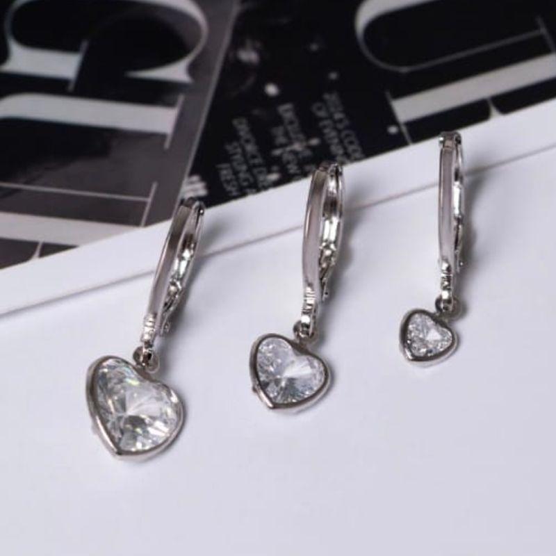 TRIO ARGOLINHAS RODIO CORAÇÃO ZIRCONIA