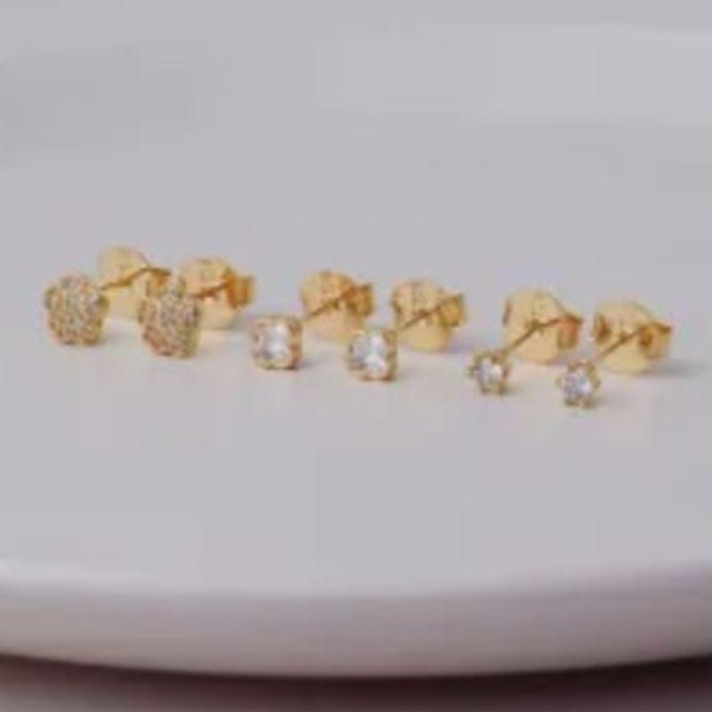 TRIO OURO TREVO E PONTO DE LUZ ZIRCONIA
