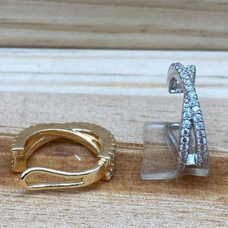 PAR PIERCING FAKE DUO DE BANHOS CRAVEJADO