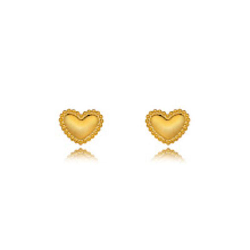 BRINCO OURO CORAÇÃO PONTINHOS P