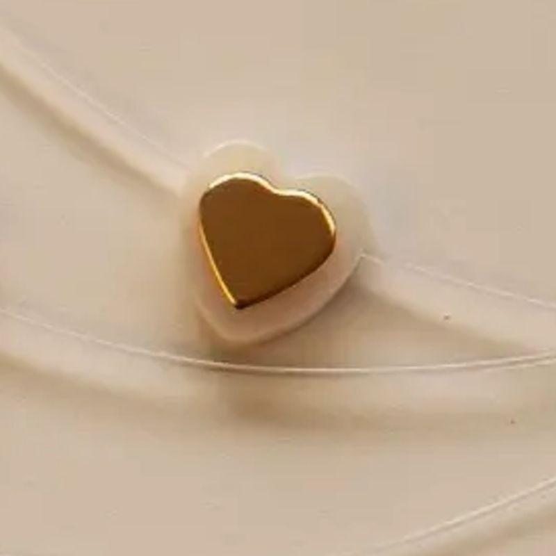 COLAR NYLON CORAÇÃO MADREPEROLA OURO LISO
