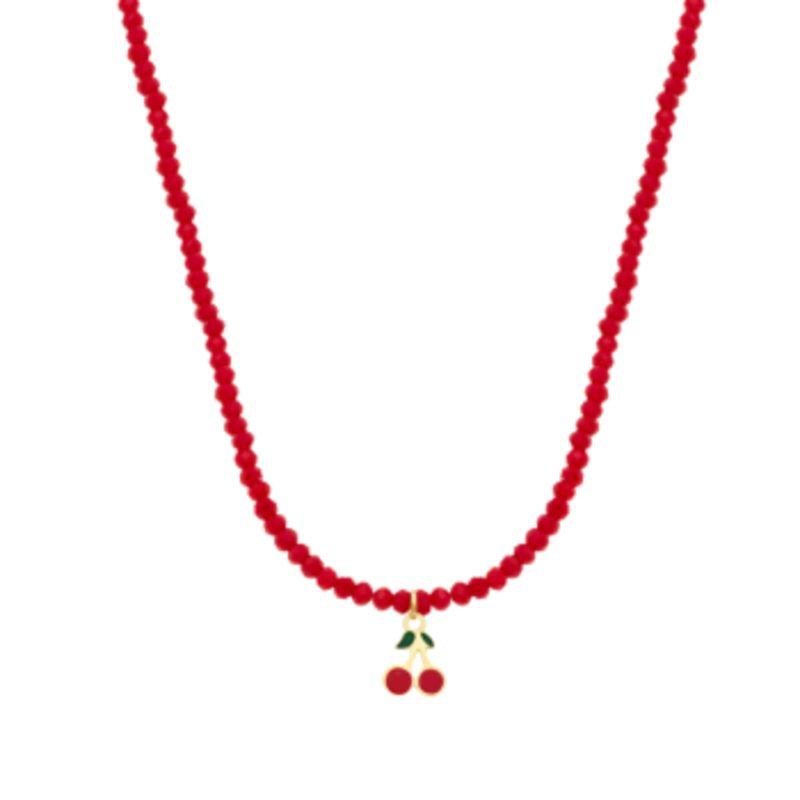 COLAR INFANTIL CEREJA CRISTAIS VERMELHO