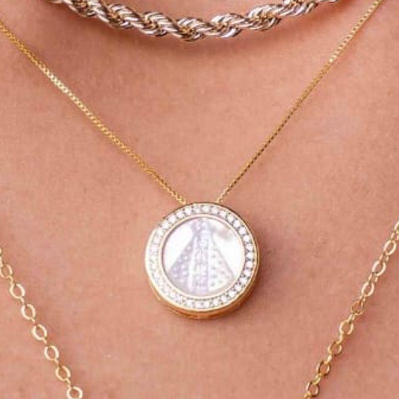 COLAR VENEZIANA NOSSA SENHORA MADREPEROLA CRAVEJADA P