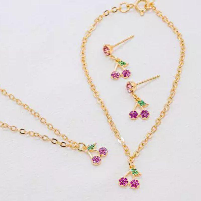 CONJUNTO CEREJA (COLAR+PULSEIRA+BRINCO)