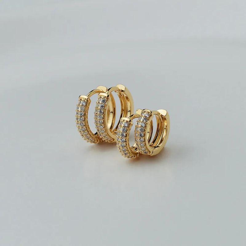 DUPLA OURO argolas cravejadas 11MM e 13MM