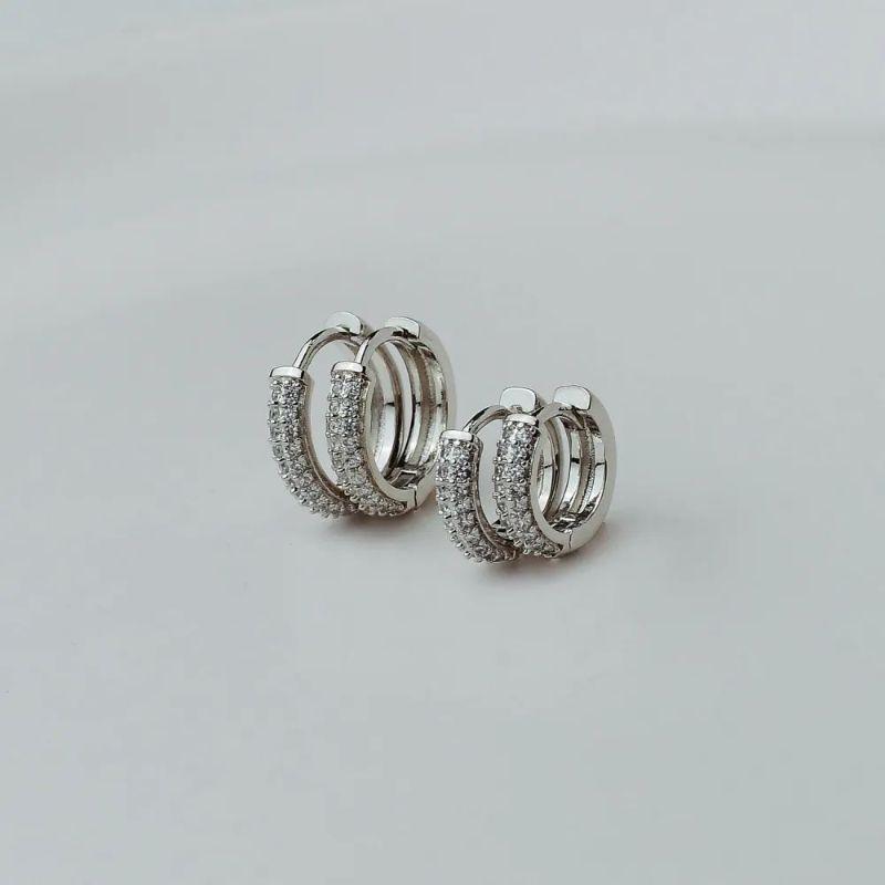 DUPLA RODIO argolas cravejadas 11MM e 13MM