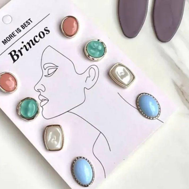 KIT 4 BRINCOS RESINA