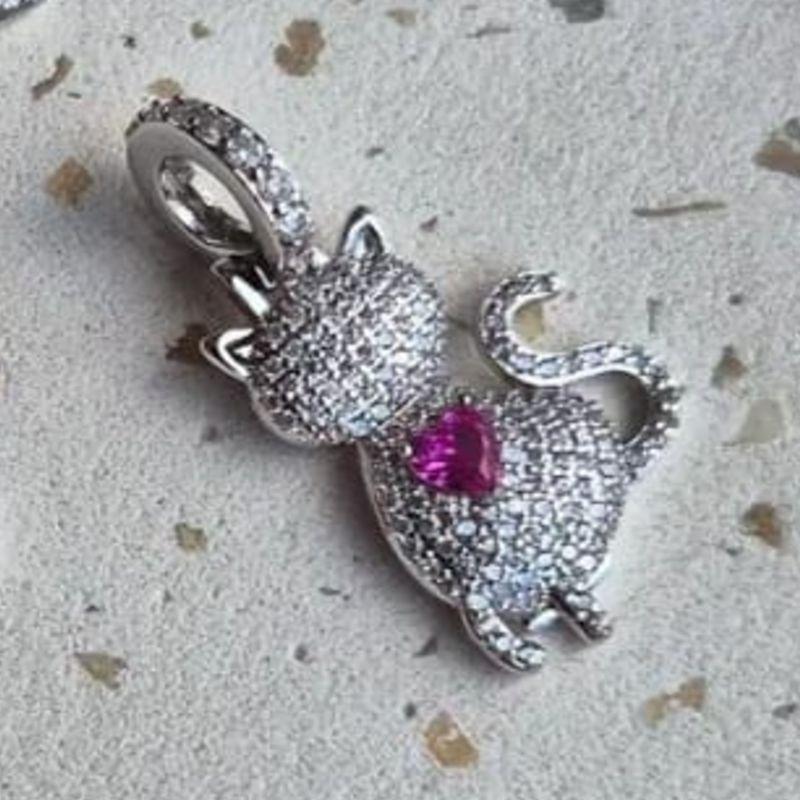 PINGENTE GATO PINK RODIO
