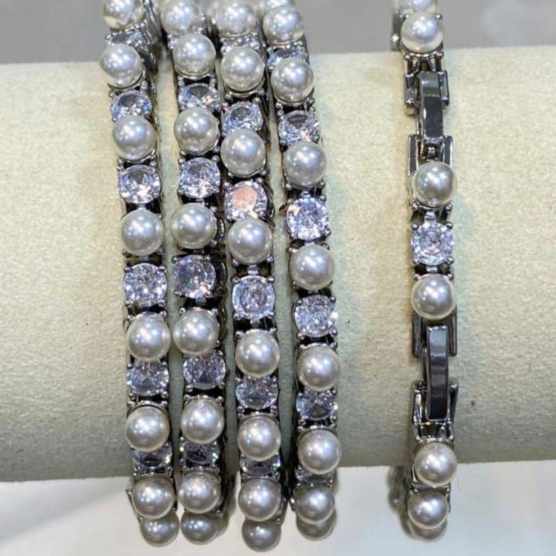 PULSEIRA RIVIERA PEROLAS E ZIRCONIAS