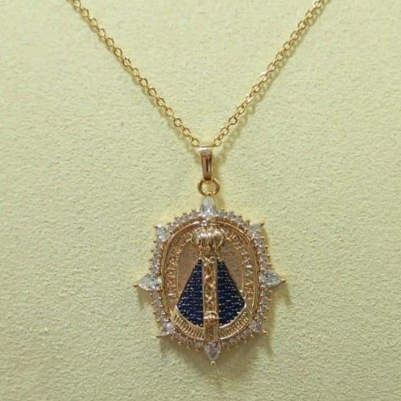 COLAR NOSSA SENHORA CRAVEJADA OURO