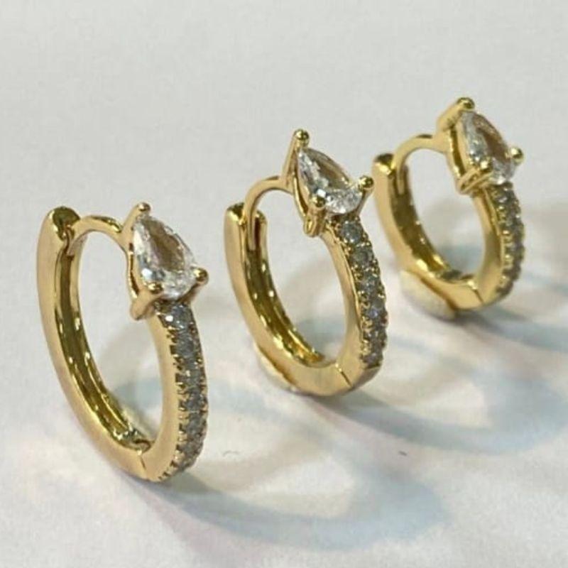 TRIO OURO ARGOLAS CRAVEJADAS