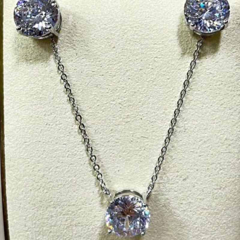 CONJUNTO CRISTAL RODIO 10MM