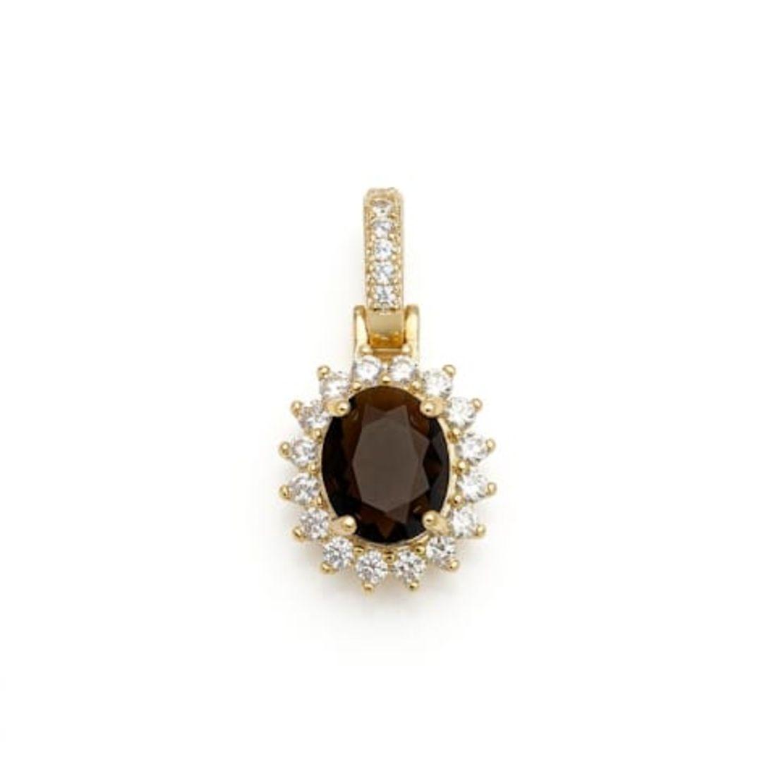 PINGENTE OVAL OURO MARROM CAFE