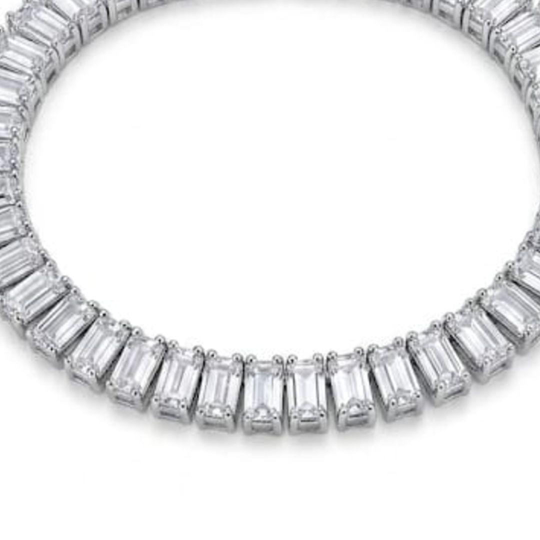PULSEIRA RIVIERA BAGUETES RODIO CRISTAL 16 CM + 2CM