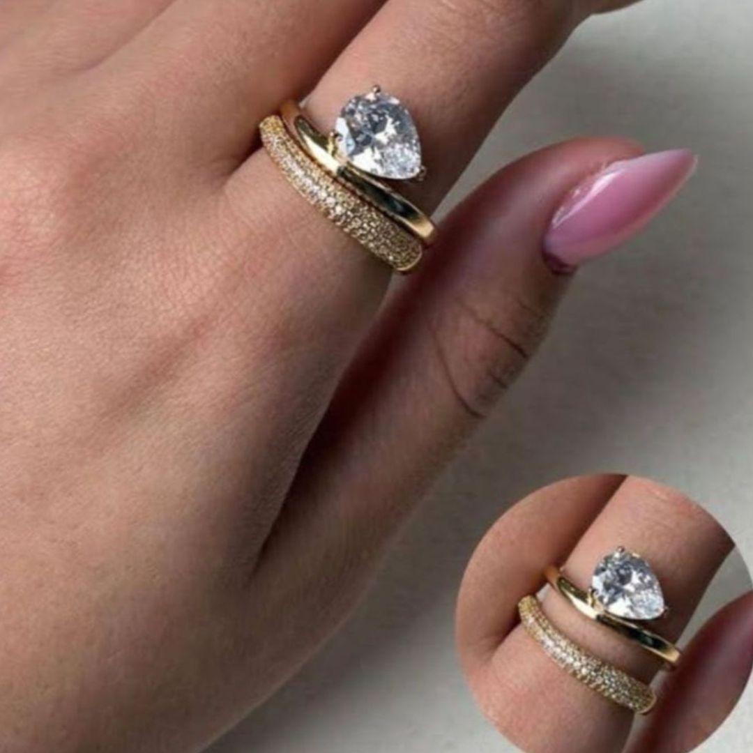 ANEL DUPLO OURO CRISTAL