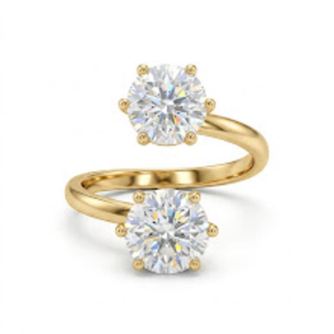 ANEL OURO SOLITARIO DUPLO CRISTAL M
