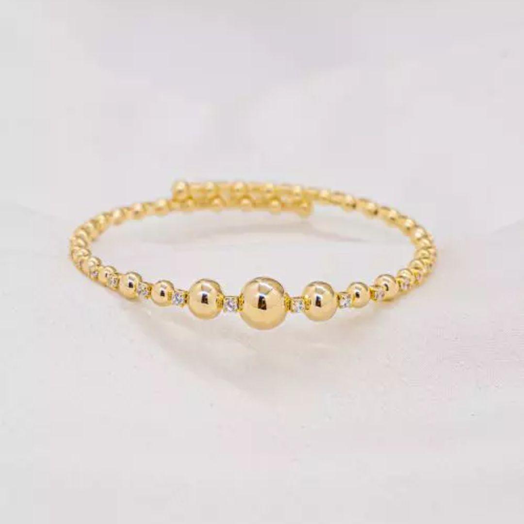 BRACELETE ESFERAS AJUSTAVEL OURO