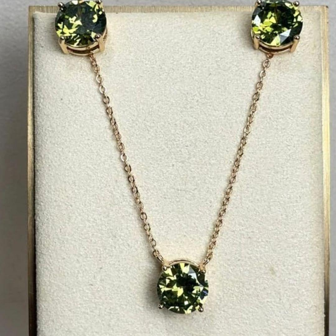 CONJUNTO OURO PERIDOTO 10MM