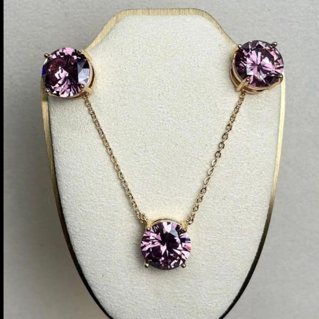 CONJUNTO OURO RHODOLITE 10 MM