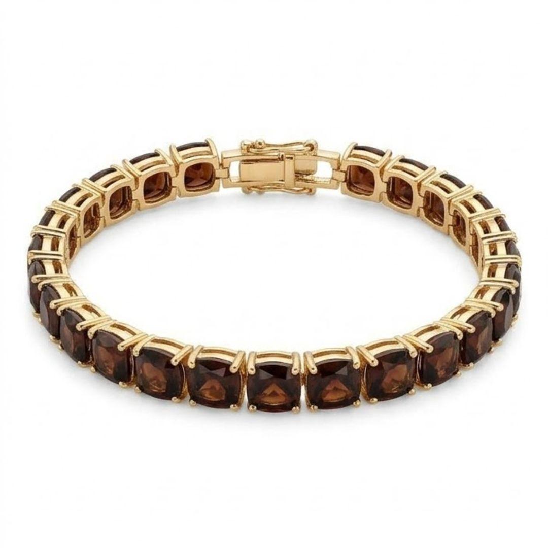 PULSEIRA  RIVIERA OURO MARROM CAFE 6MM 16 CM + 2 CM